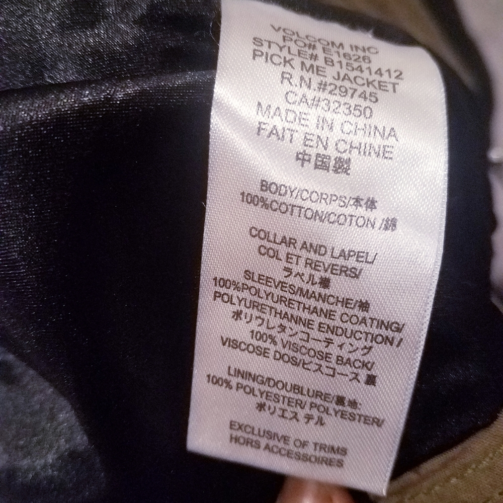 Volcom Pick me Stud Faux Leather Cloth Moto NWOT - Picture 2 of 8